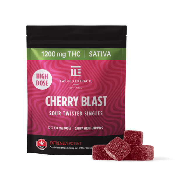 Cherry Blast High Dose Twisted Singles (1200mg THC, Sativa) by Twisted Extracts